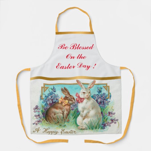 Vintag 2 Kaninchen Ostereier Urlaub Schürze (Vorderseite)