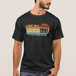 Vintag 30. Geburtstagsfeier Seit August 1991 Bor T-Shirt