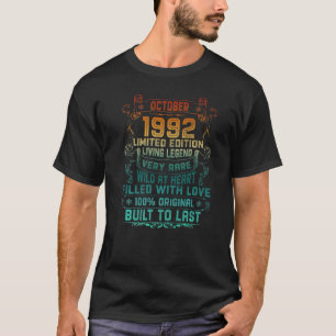 Vintag 30 Jahre alt Oktober 1992 30. Geburtstag T-Shirt