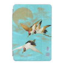 Vintag 3 Crane Flying & Moon Japanische Kunstdruck