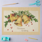 Vintag 3 Glocken und Mistletouren Urlaubskarte Seidenpapier (Basteln)