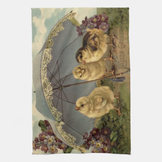 Vintag 3 Hühner Ostern Urlaub Geschirrtuch (Vertikal)