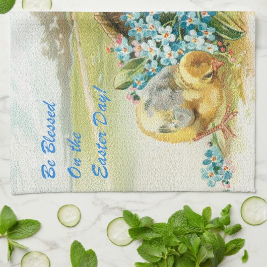 Vintag 3 Hühner Ostern Urlaub Geschirrtuch (Gefaltet)