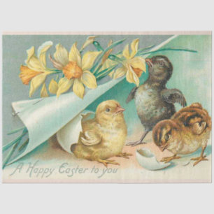 Vintag 3 Hühner Ostern Urlaub Seidenpapier
