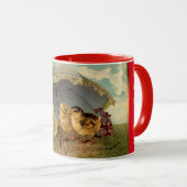 Vintag 3 Hühner Ostern Urlaub Tasse (VorderseiteRechts)