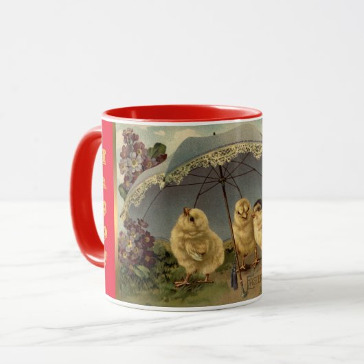 Vintag 3 Hühner Ostern Urlaub Tasse (Vorderseite Links)