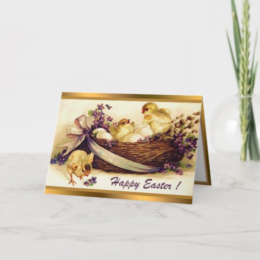 Vintag 3 Hühner und Eier Ostergedeckte Karten (Vorderseite)