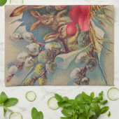 Vintag 3 Kaninchen Osterferien Geschirrtuch (Gefaltet)