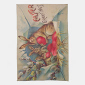 Vintag 3 Kaninchen Osterferien Geschirrtuch (Vertikal)