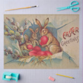 Vintag 3 Kaninchen Osterferien Seidenpapier (Basteln)