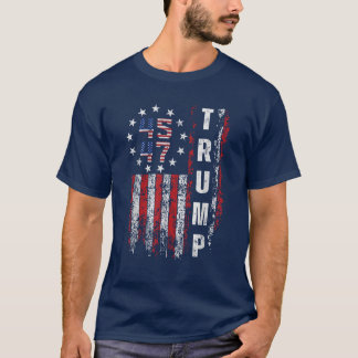 Vintag 45 47 Donald Trump 2025 American USA Flag T-Shirt