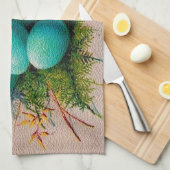 Vintag 4 Eier Osterferien Geschirrtuch (Viertel Falte)