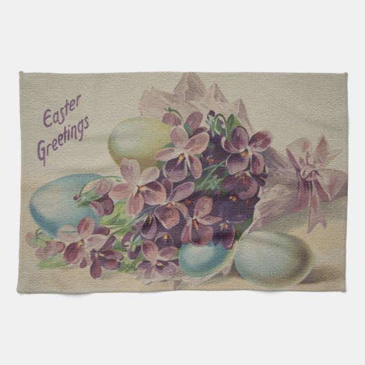 Vintag 4 Eier Osterferien Geschirrtuch (Horizontal)