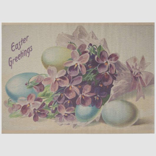 Vintag 4 Eier Osterferien Seidenpapier (Vorderseite)