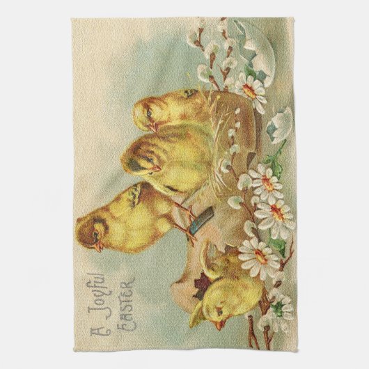 Vintag 4 Hühner Ostern Urlaub Geschirrtuch (Vertikal)