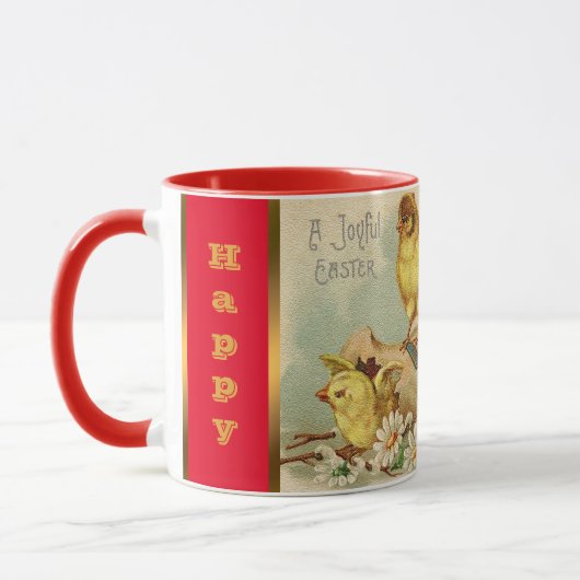 Vintag 4 Hühner Ostern Urlaub Tasse (Links)
