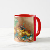 Vintag 4 Hühner Ostern Urlaub Tasse (VorderseiteRechts)