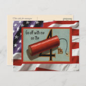 Vintag 4. Juli, Feier, Feuerwehr Einladungspostkarte (Vorne/Hinten)