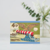 Vintag 4. Juli Grüße Postkarte (Stehend Vorderseite)
