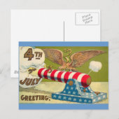 Vintag 4. Juli Grüße Postkarte (Vorne/Hinten)