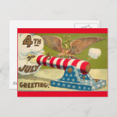 Vintag 4. Juli Grüße Postkarte (Vorne/Hinten)