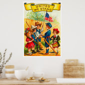 Vintag 4. Juli Kinder mit Flagge Poster (Küche)