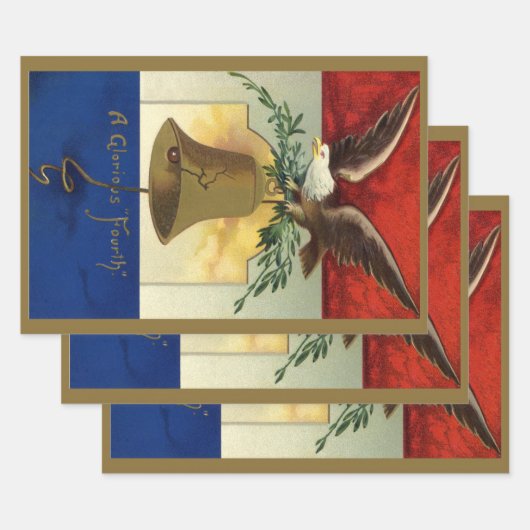 Vintag 4. Juli mit Eagle und Liberty Bell Geschenkpapier Set (Set)
