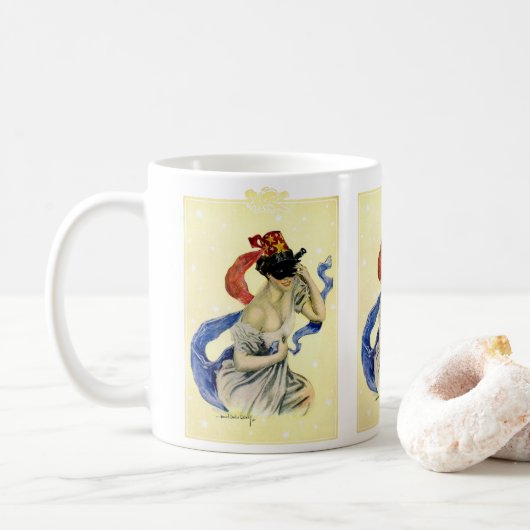 Vintag 4. Juli Patriotic Masquerade Party Kaffeetasse (Mit Donut)