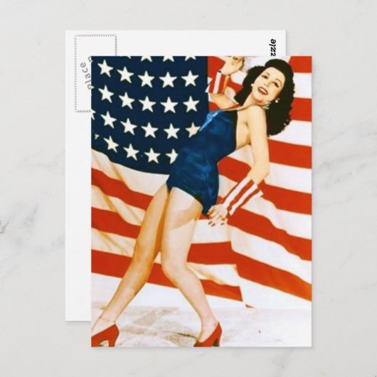 Vintag 4. Juli Pinup Postkarte (Vorne/Hinten)