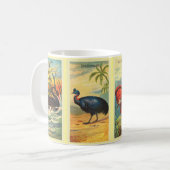 Vintag 4 Tropical Bird Illustration Black Swan Kaffeetasse (Vorderseite Links)