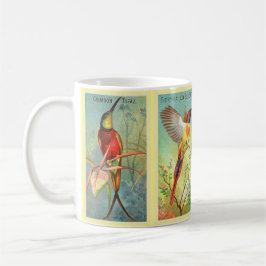 Vintag 4 Tropische Vogelillustration Crimson Topaz Kaffeetasse