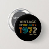 Vintag 50. Geburtstag im Februar 1972 Button (Vorne & Hinten)