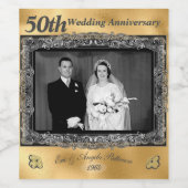 Vintag 50. Hochzeitstag | Goldfolie Weinetikett (Einzelnes Label)