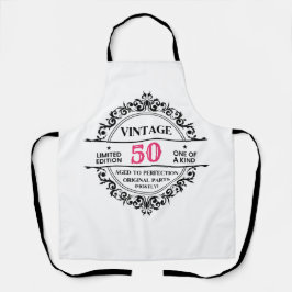 Vintag 50. Schwarz/Rosa Monogramm Geburtstag Schürze