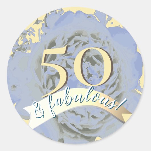 Vintag 50 und fabelhaft! Blaue Birne Runder Aufkleber (Vorderseite)