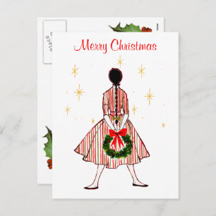 Vintag 50er Christmas Girl Vintag Postcard Feiertagspostkarte