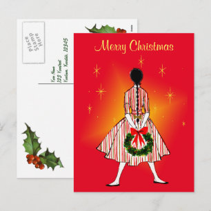 Vintag 50er Christmas Girl Vintag Postcard Feiertagspostkarte