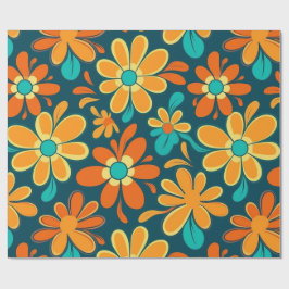 Vintag 70er Retro Hippie Style Blume Power Boho Geschenkpapier