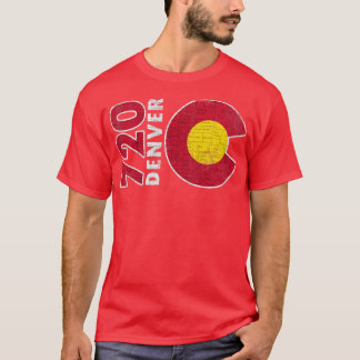 Vintag 720 Denver Colorado Flag Map Zuhause T-Shirt