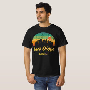 Vintag 80er San Diego City Skyline Retro Sunset T-Shirt