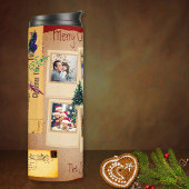 Vintag 8 Foto Template Red Beige Weihnachten Thermosbecher