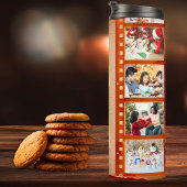 Vintag 8 Foto Template Red Beige Weihnachten Thermosbecher
