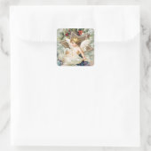 Vintag A Joyous Christmastide (1908) Malerei Quadratischer Aufkleber (Tasche)