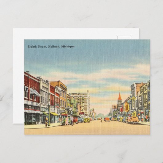 Vintag, Achte Straße, Holland, Michigan Postkarte (Vorne/Hinten)