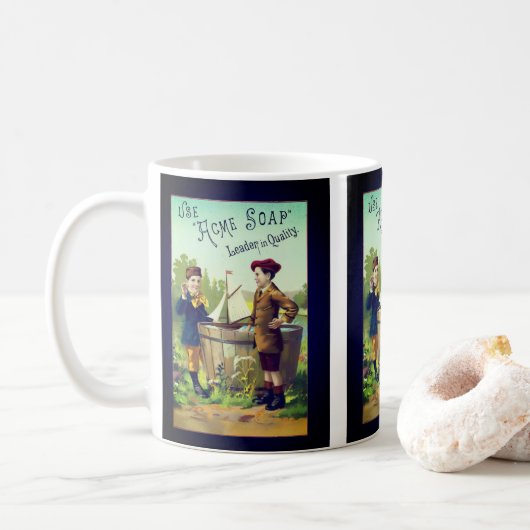 Vintag Acme Soap Ad Kaffeetasse (Mit Donut)