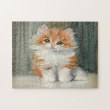 Vintag Adorable Kitten Meta Plückebaum Malerei