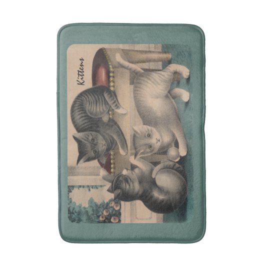 Vintag Adorable Kittens Lithograph Badematte (Vorderseite Vertikal)
