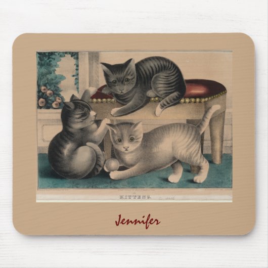 Vintag Adorable Kittens Lithograph Mousepad (Vorne)