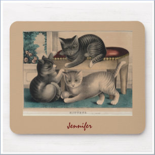 Vintag Adorable Kittens Lithograph Mousepad
