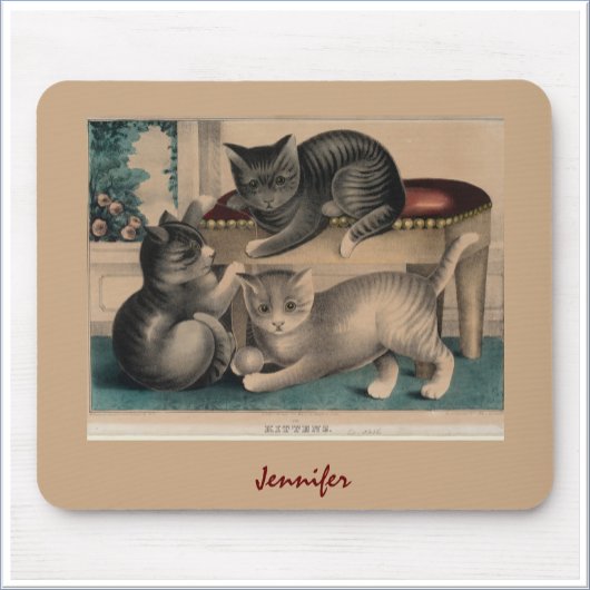Vintag Adorable Kittens Lithograph Mousepad